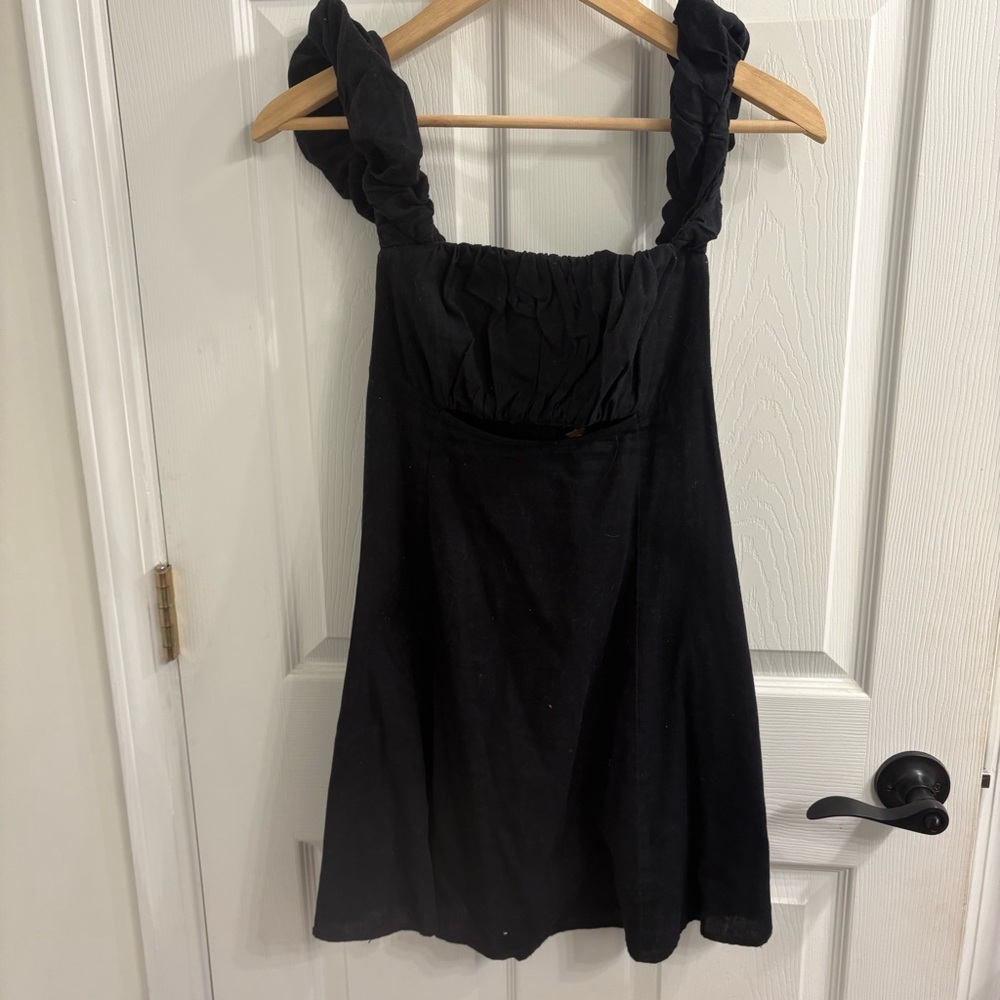 Free People Bom Bom Island Mini Dress - Black